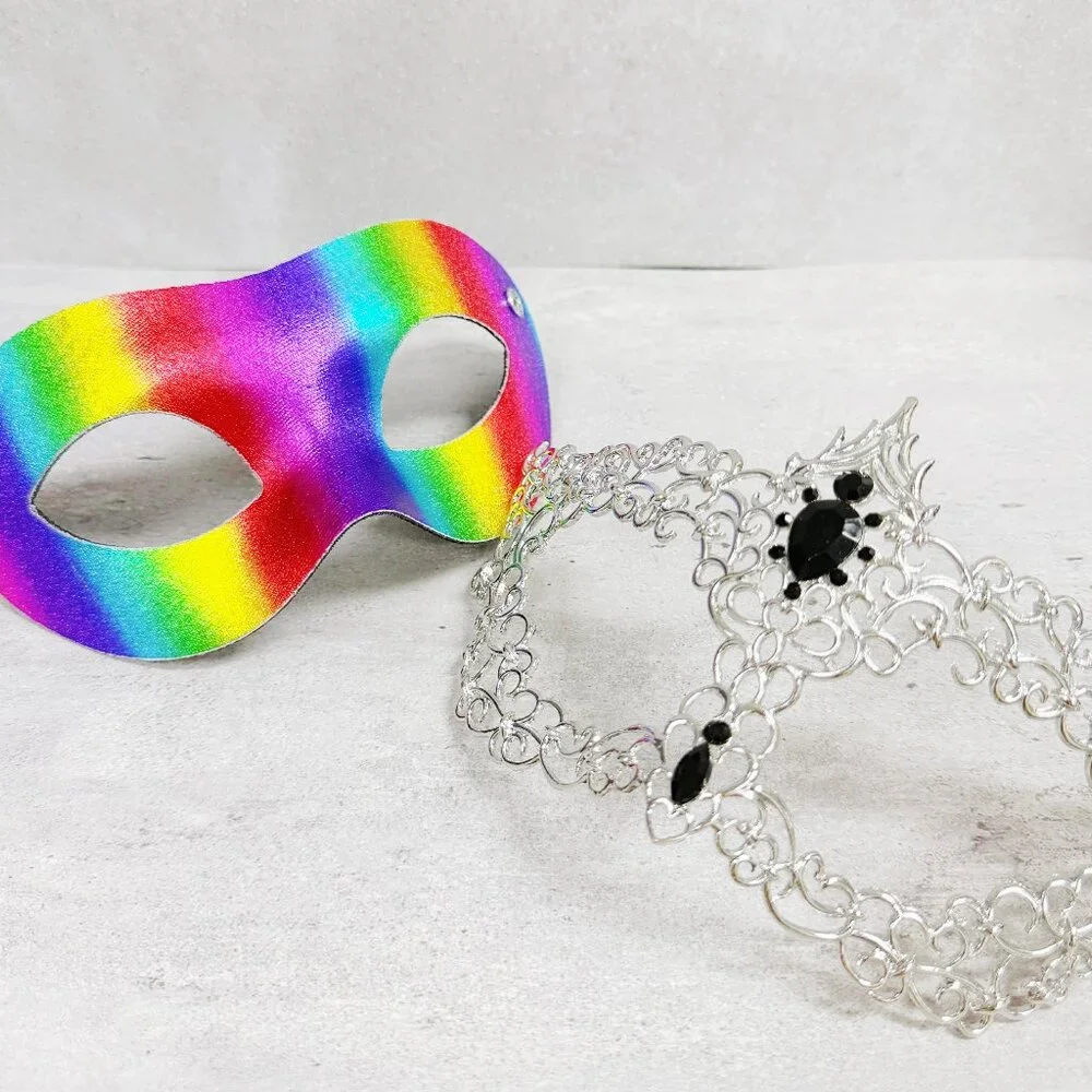 Silver Rainbow mask, Masquerade mask, Cosplay mask, ball party mask, Prom mask